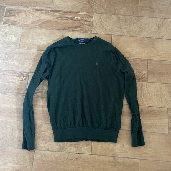 Polo Ralph Lauren Washable Merino Wool V-Neck Sweater in Green Men's Large - Picture 2 of 5